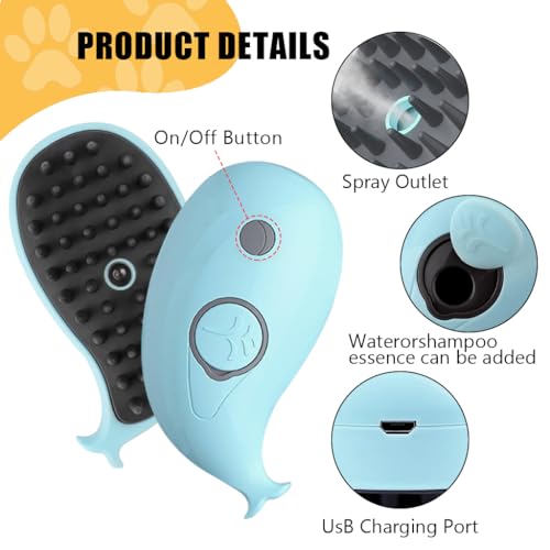 Qpets® Cat Comb, Dog Hair Brush With Steam Massage & Shampoo Infuser, USB Rechargeable Grooming Tool, Soft Bristles, Tangle Remover, Ergonomic Mango Shape, Ideal For Cats & Dogs (2 Pack) Qpets® Cat Comb, Dog Hair Brush With Steam Massage & Shampoo Infuser, USB Rechargeable Grooming Tool, Soft Bristles, Tangle Remover, Ergonomic Mango Shape, Ideal For Cats & Dogs (2 Pack)